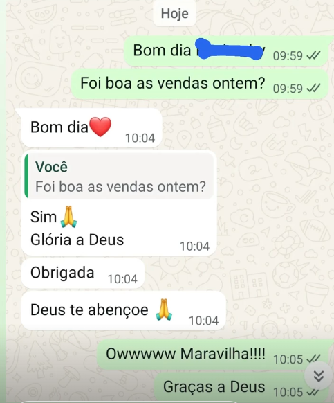 Cliente agradecendo pelas vendas após divulgação